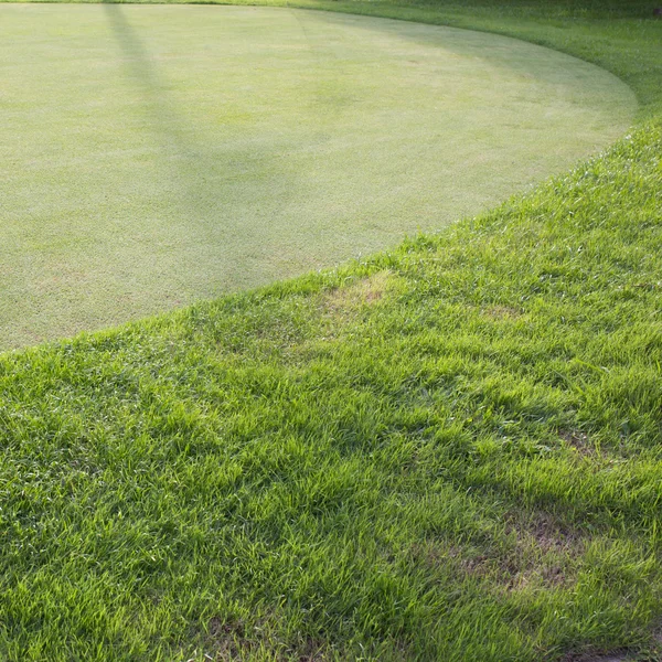 Campo de grama verde do campo de golfe, fundo do esporte — Fotografia de Stock