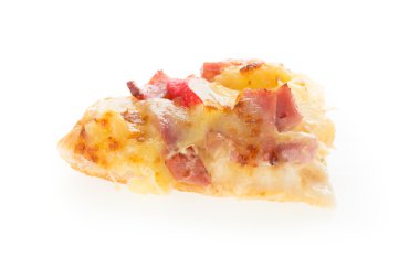 Beyaz arka planda izole edilmiş pizza dilimi