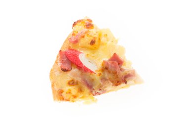 Beyaz arka planda izole edilmiş pizza dilimi