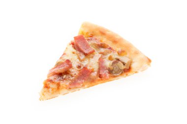 Beyaz arka planda izole edilmiş pizza dilimi
