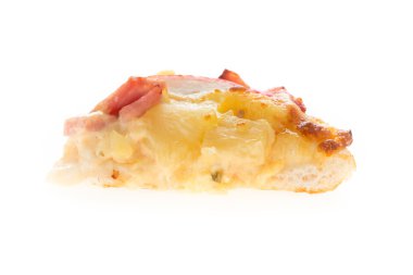 Beyaz arka planda izole edilmiş pizza dilimi