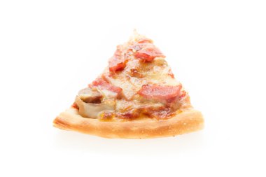 Beyaz arka planda izole edilmiş pizza dilimi