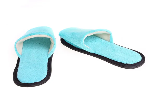 Blauwe slippers schoeisel geïsoleerd op witte achtergrond — Stockfoto