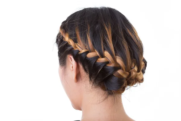 Trenza de pelo largo estilo aislado sobre fondo blanco — Foto de Stock