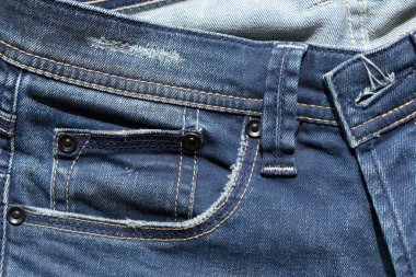 Mavi kot kot cep yırtılmış tasarım ile