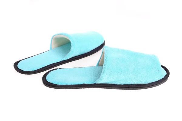 白い背景に分離された青いスリッパ靴 — ストック写真