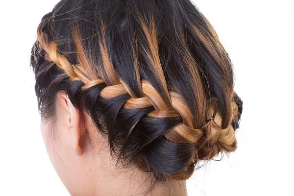 Trenza de pelo largo estilo aislado sobre fondo blanco — Foto de Stock