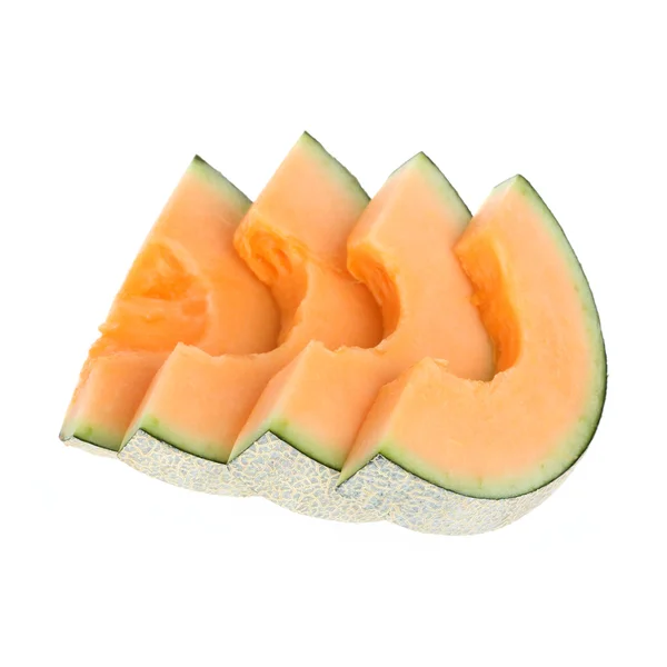 Cantaloupe melon slice isolerad på vit bakgrund — Stockfoto