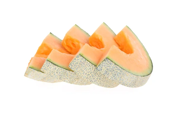 Cantaloupe melon slice isolerad på vit bakgrund — Stockfoto