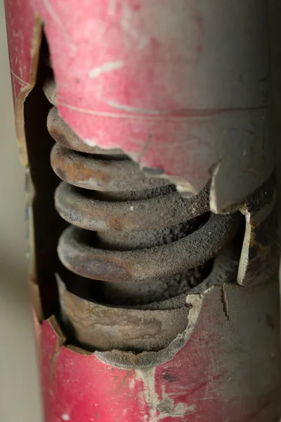 Motorcycle chock absorber rusty crack broken — Stock Photo, Image