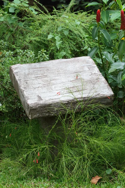 Leerer Sockel Zementstein im grünen Garten — Stockfoto