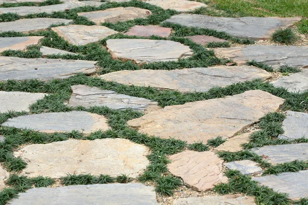 디자인 바닥 포장 돌와 잔디의 — 스톡 사진