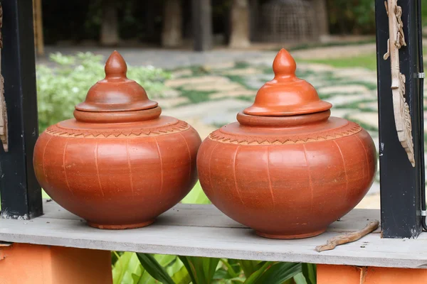 Thailand traditional clay jar used for water drink — Stock Photo, Image