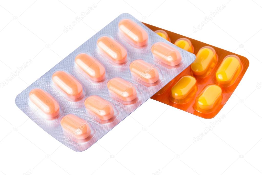 pills of medicine isolated on white background