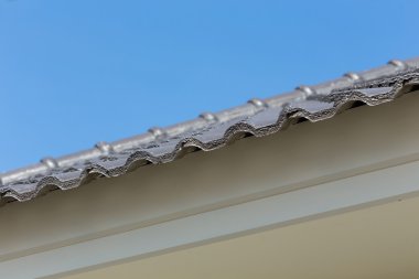 siyah kiremit mavi gökyüzü ile ev