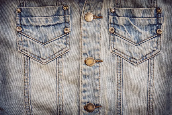 Jean ing zseb és fém gomb, ruházati textil — Stock Fotó