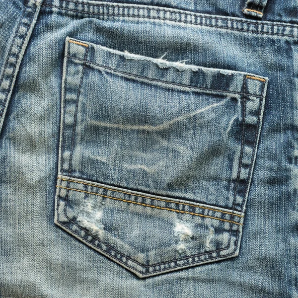 Back pocket of fashion blue jeans — Stock Photo, Image