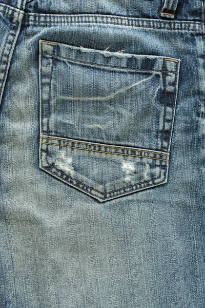 Bolso traseiro da moda jeans azul — Fotografia de Stock