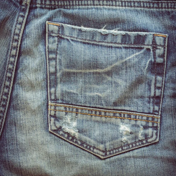 Back pocket of fashion blue jeans — Stock Photo, Image