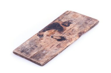 eski ahşap tahta üzerinde izole beyaz arka plan yıpranmış