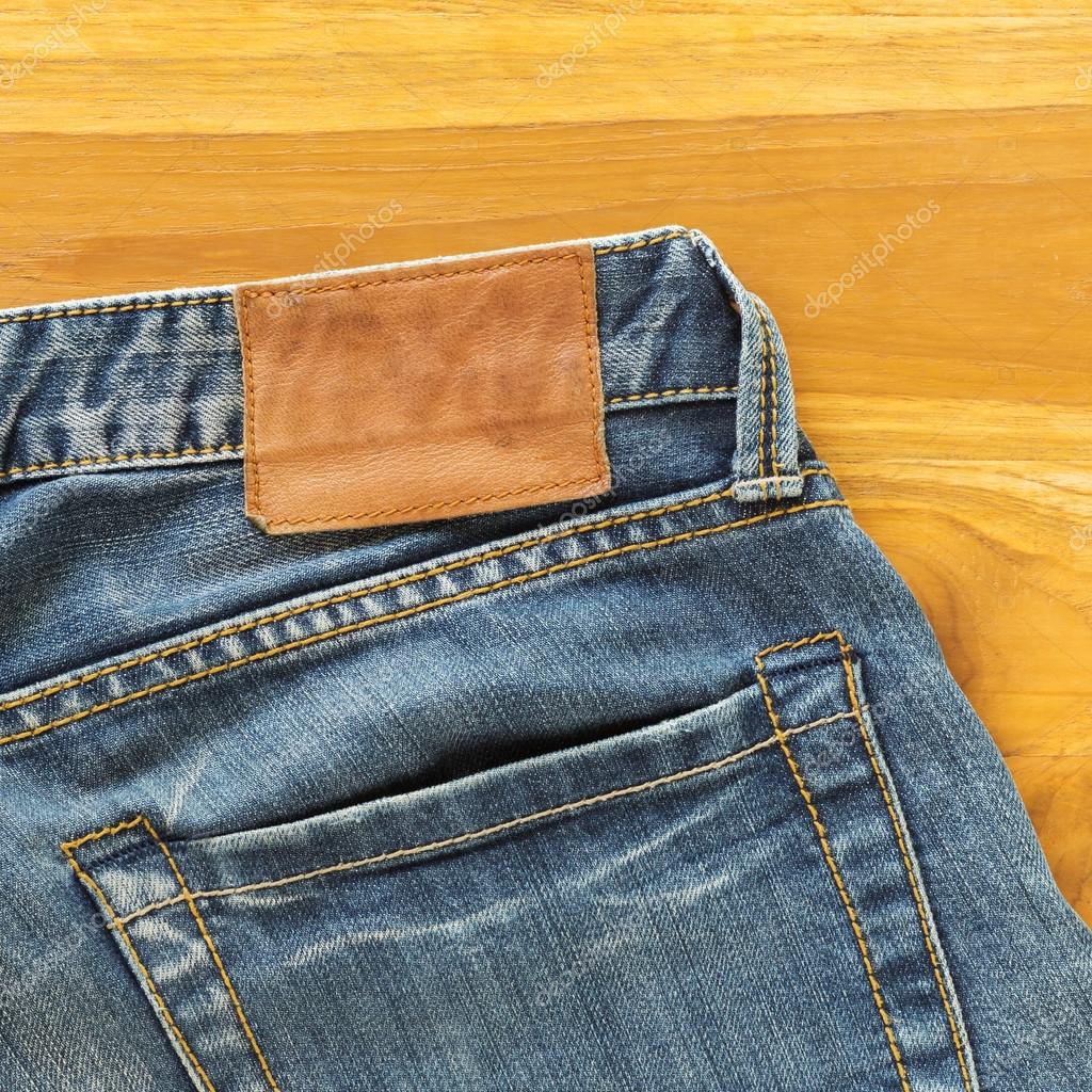 jeans with tag on back pocket
