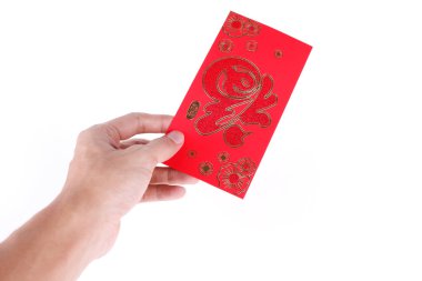 Hediye için beyaz arka plan üzerinde izole kırmızı zarf