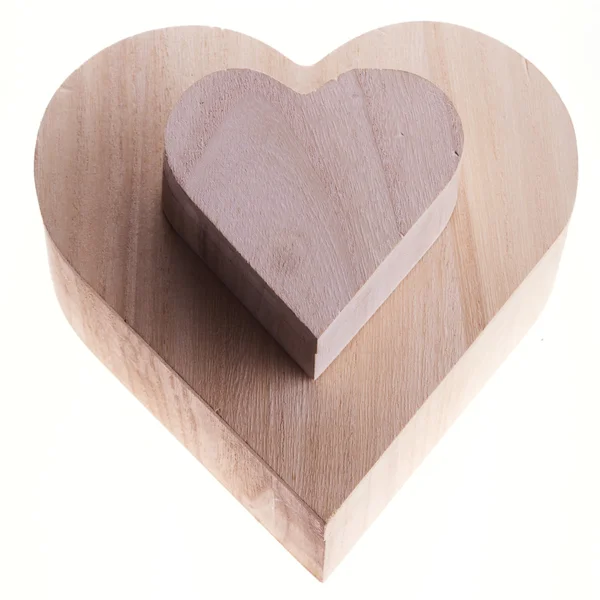 Corazón caja de madera de amor aislado sobre fondo blanco — Foto de Stock