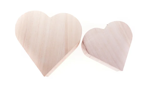 De houten doos hart van liefde geïsoleerd op witte achtergrond — Stockfoto