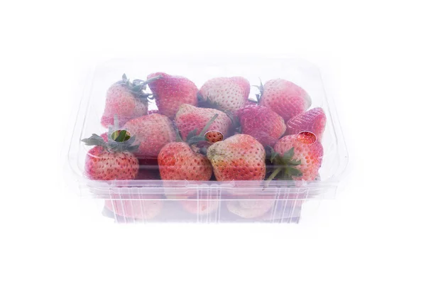 Strawberry juicy fruit in plastic bag packaging isolated — Stock Photo, Image