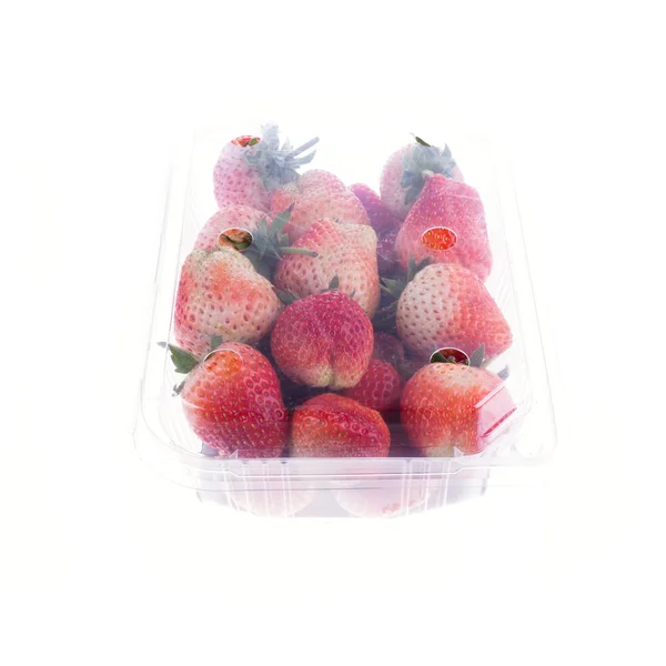 Strawberry juicy fruit in plastic bag packaging isolated — Stock Photo, Image