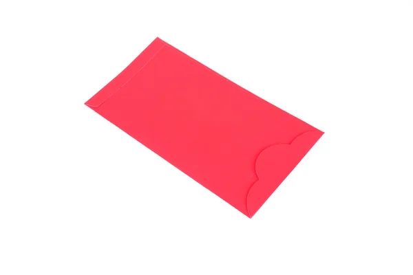 Plic roșu izolat pe fundal alb pentru cadou — Fotografie, imagine de stoc