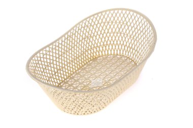 Boş beyaz sepet plastik, beyaz arka plan üzerinde izole