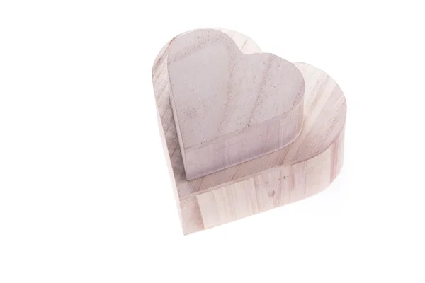 Coração caixa de madeira de amor isolado no fundo branco — Fotografia de Stock