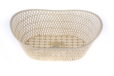 Boş beyaz sepet plastik, beyaz arka plan üzerinde izole