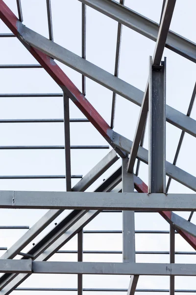 Steel beams roof truss residential building construction — Stock Photo, Image