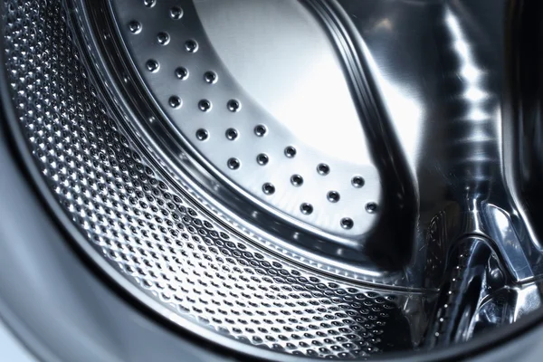 Imagen de primer plano de la lavadora, textura metálica abstracta —  Fotos de Stock