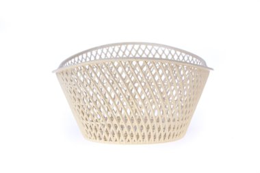Boş beyaz sepet plastik, beyaz arka plan üzerinde izole