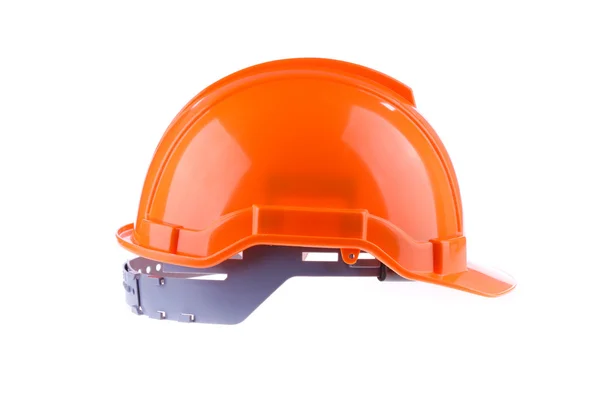 Orange safety helmet hard hat, tool protect worker of danger — Stock Photo, Image