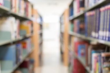 Kitap Kütüphane, soyut bulanıklık defocused içinde bookshelf