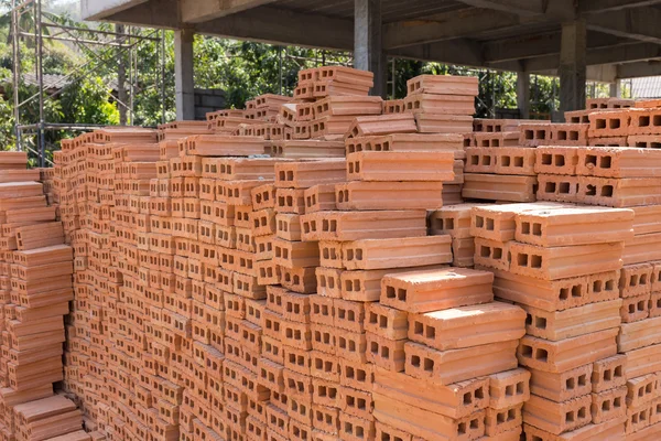 Pile of brick block used for industrial in residential building — Stock Photo, Image