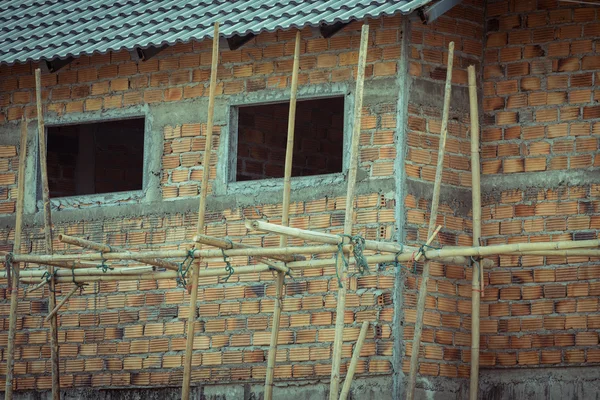 Készült cement- és tégla építés ház felépítése — Stock Fotó
