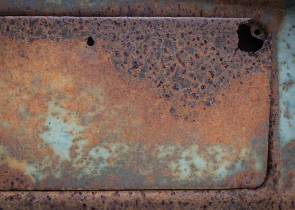 Rusty metal plate panel corroded texture background — Stock Photo, Image