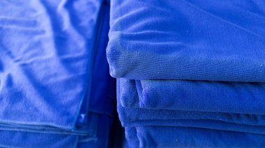 blue towel softness fluffy fiber fabric of textile fabric clipart