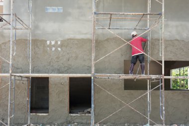 Sıvacı Çimento Beton adam alt stand iskele çelik