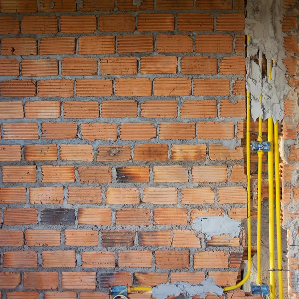 Mur z cegły w dom mieszkalny, budynek w budowie — Zdjęcie stockowe