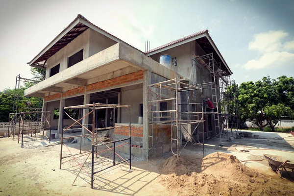 Membangun perumahan bangunan dengan scaffold steel Stok Lukisan  