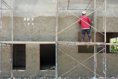 Sıvacı Çimento Beton adam alt stand iskele çelik