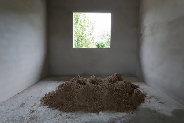 pile sand in construction site prepared mix cement concrete