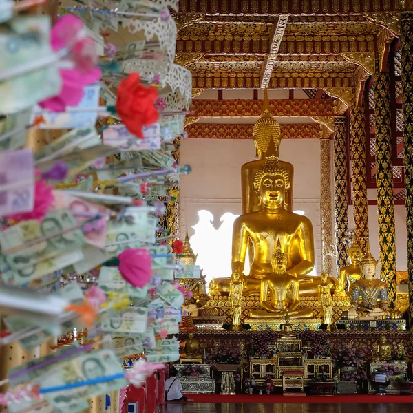 Golden buddha staty i templet wat suan dok, chiang mai — Stockfoto