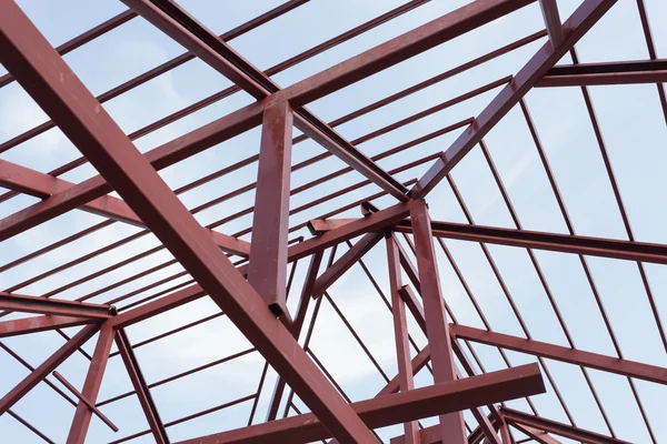 Structural steel beam on roof of building residential — Stock Photo, Image